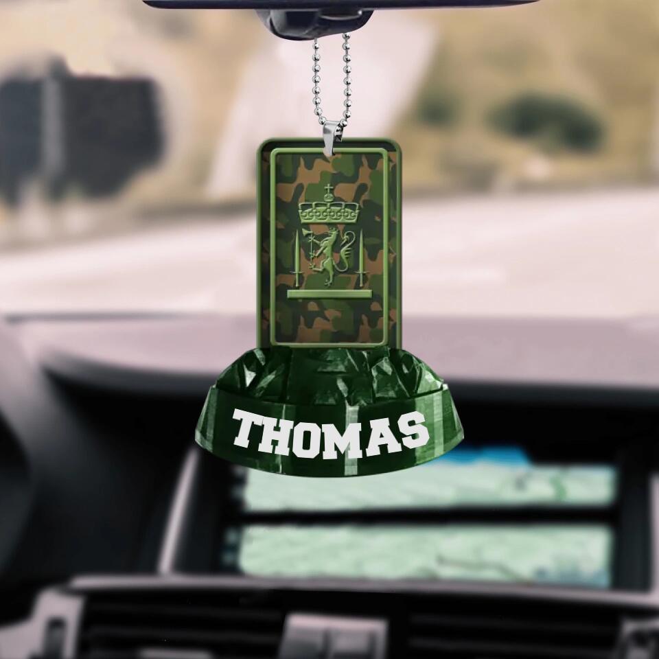 Personalized Norwegian Veterans/Soldier Rank Camo Car Hanging Printed QTDT2712