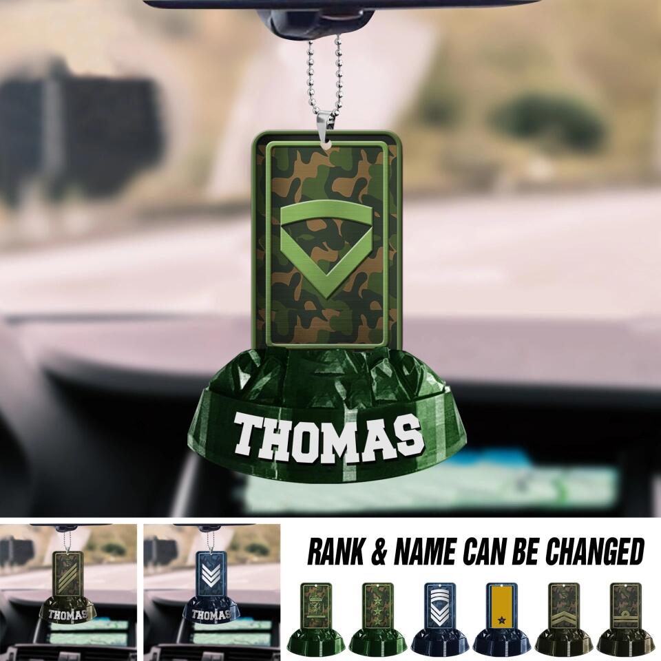 Personalized Norwegian Veterans/Soldier Rank Camo Car Hanging Printed QTDT2712