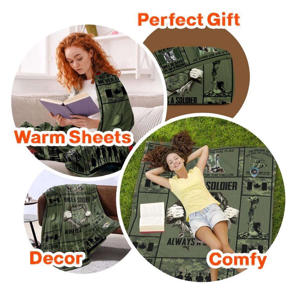 Personalized Canadian Veteran/Soldier Quilt Blanket Printed 22DEC-DT27