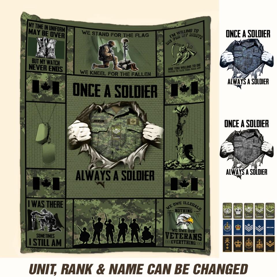 Personalized Canadian Veteran/Soldier Quilt Blanket Printed 22DEC-DT27