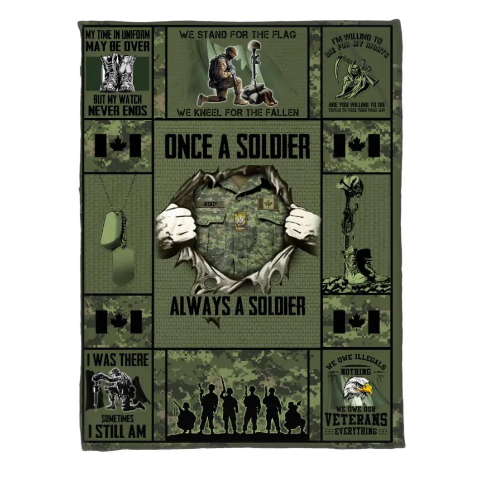 Personalized Canadian Veteran/Soldier Quilt Blanket Printed 22DEC-DT27