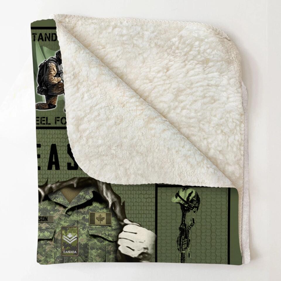 Personalized Canadian Veteran/Soldier Quilt Blanket Printed 22DEC-DT27
