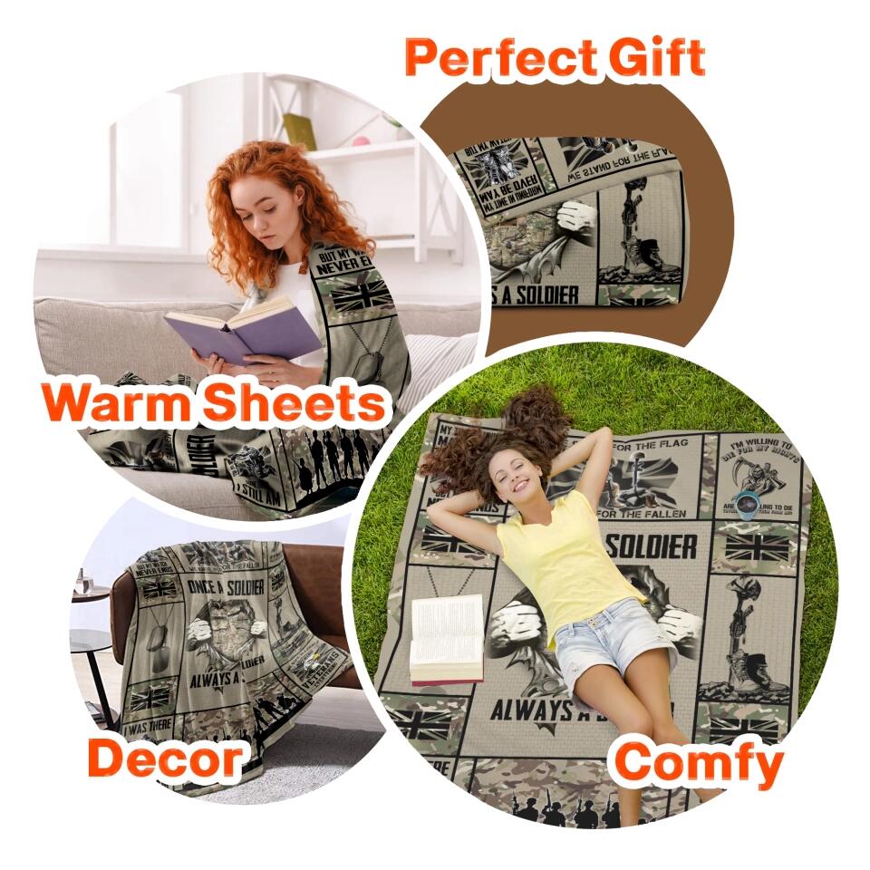 Personalized British Veteran/Soldier Quilt Blanket Printed 22DEC-DT27