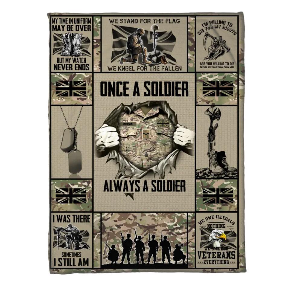 Personalized British Veteran/Soldier Quilt Blanket Printed 22DEC-DT27