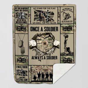 Personalized British Veteran/Soldier Quilt Blanket Printed 22DEC-DT27