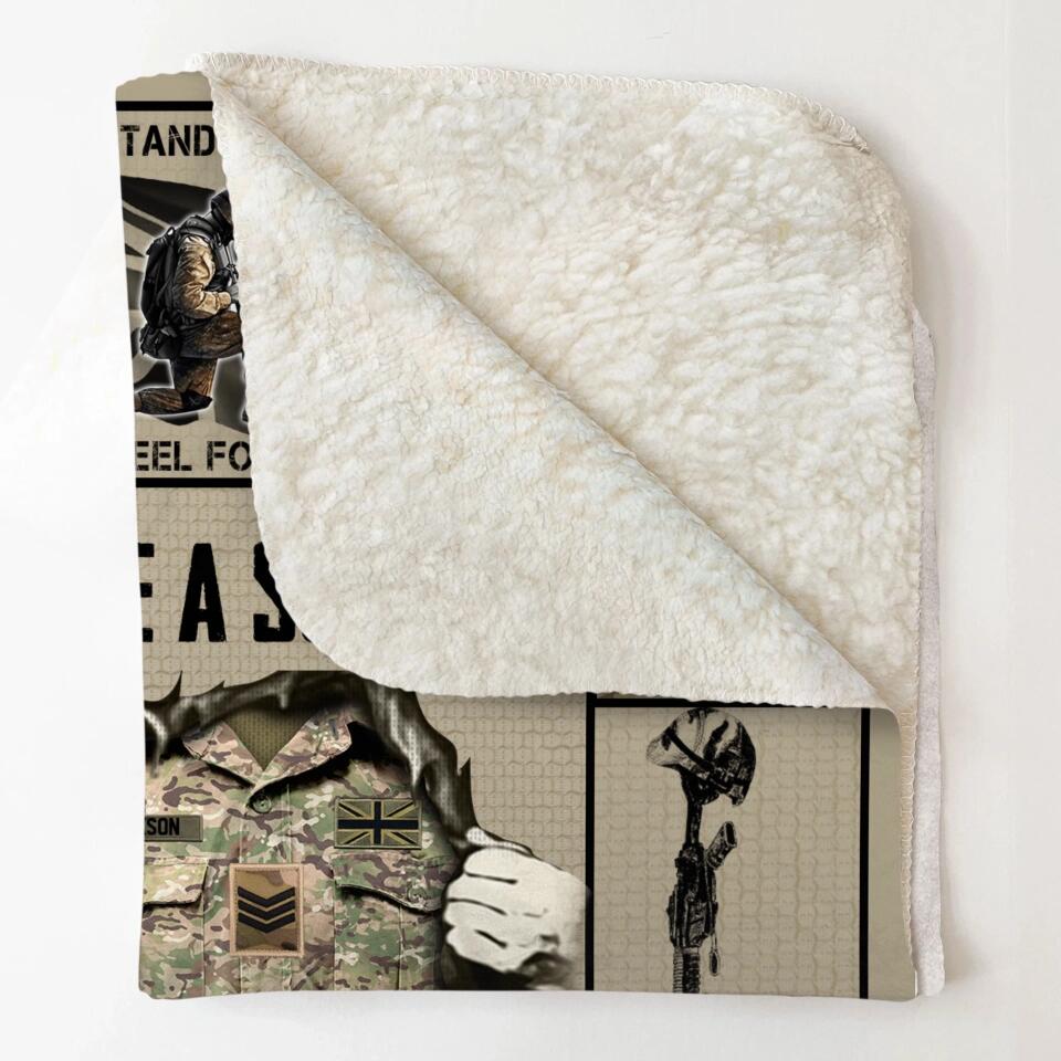Personalized British Veteran/Soldier Quilt Blanket Printed 22DEC-DT27