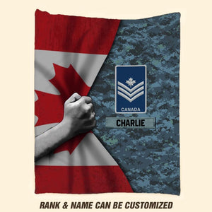 Personalized Canadian Veteran/Soldier Rank Camo Quilt Blanket Printed 22DEC-HY27