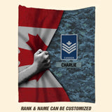 Personalized Canadian Veteran/Soldier Rank Camo Quilt Blanket Printed 22DEC-HY27