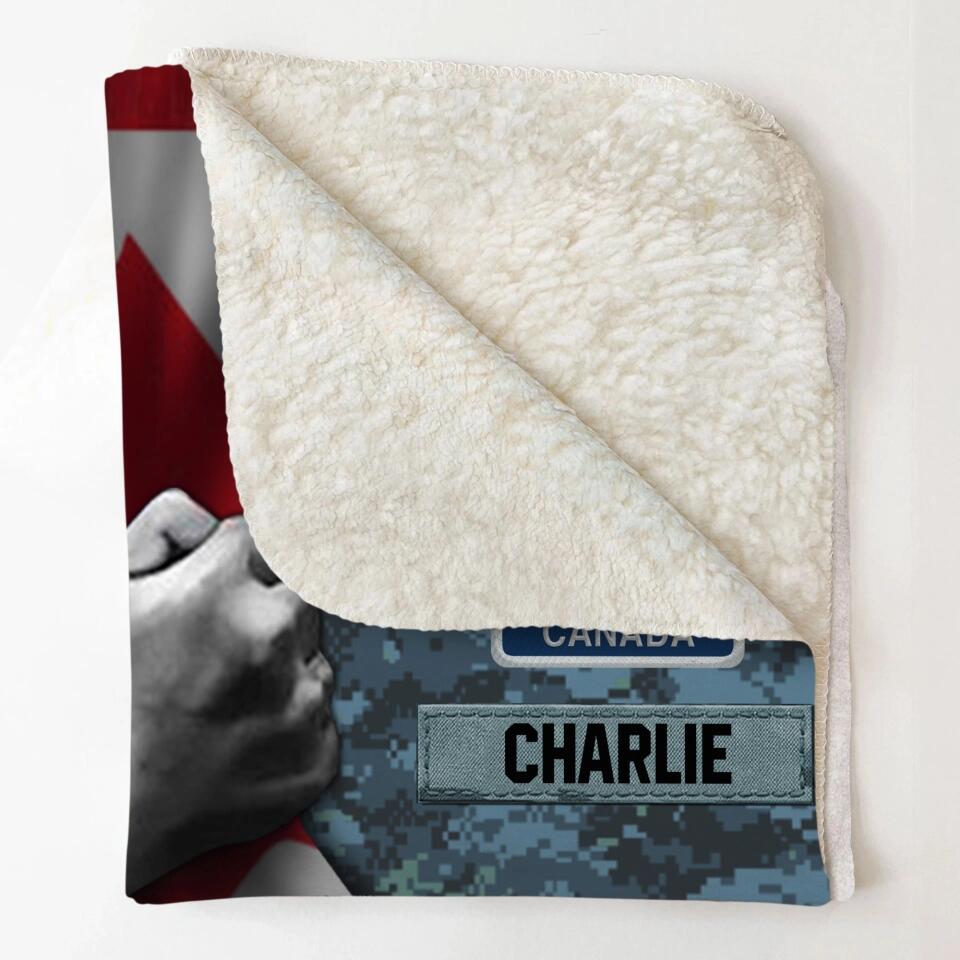 Personalized Canadian Veteran/Soldier Rank Camo Quilt Blanket Printed 22DEC-HY27