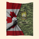 Personalized Canadian Veteran/Soldier Rank Camo Quilt Blanket Printed 22DEC-HY27