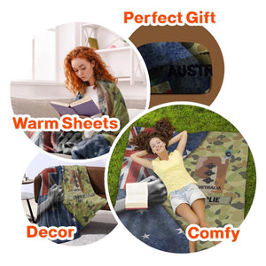 Personalized Australian Veteran/Soldier Rank Camo Quilt Blanket Printed 22DEC-HY27