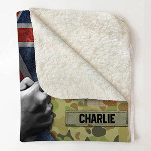 Personalized Australian Veteran/Soldier Rank Camo Quilt Blanket Printed 22DEC-HY27