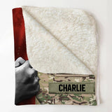 Personalized UK Veteran/Soldier Rank Camo Quilt Blanket Printed 22DEC-HY27