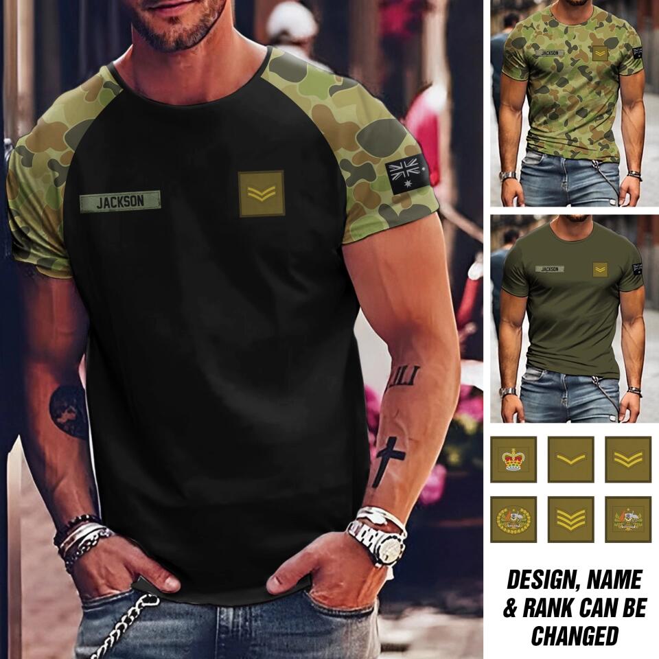Personalized Australian Veteran/Soldier Camo 3D Printed Tshirt 22DEC-DT28
