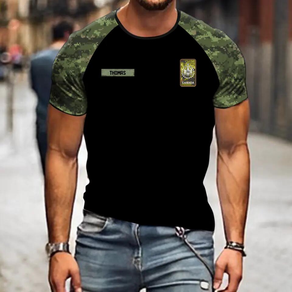 Personalized Canadian Veteran/Soldier Camo 3D Printed Tshirt 22DEC-DT28