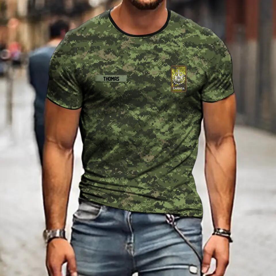 Personalized Canadian Veteran/Soldier Camo 3D Printed Tshirt 22DEC-DT28