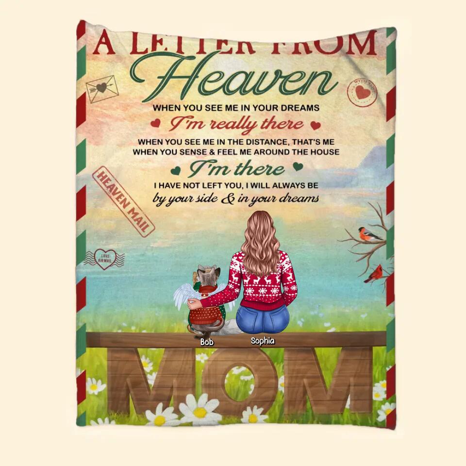 Personalized A Letter From Heaven When You See Us In Your Dreams We're Really There Cat Mom Quilt Blanket Printed PNHQ2812