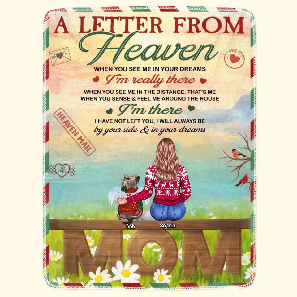 Personalized A Letter From Heaven When You See Us In Your Dreams We're Really There Cat Mom Quilt Blanket Printed PNHQ2812