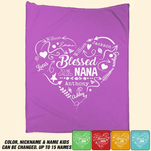 Personalized Blessed To Be Called Grandma Gigi Mommy Aunt Your Own Title  Kid Name Quilt Blanket Printed QTDT2912