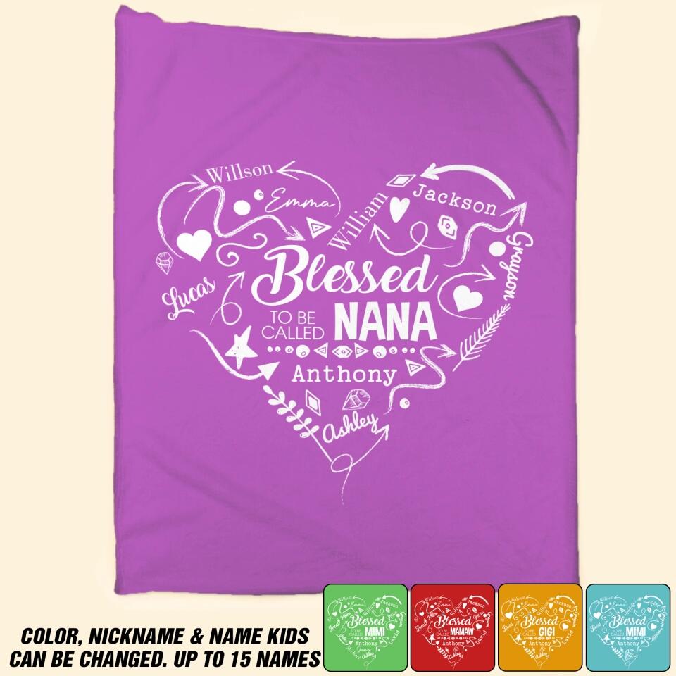 Personalized Blessed To Be Called Grandma Gigi Mommy Aunt Your Own Title  Kid Name Quilt Blanket Printed QTDT2912