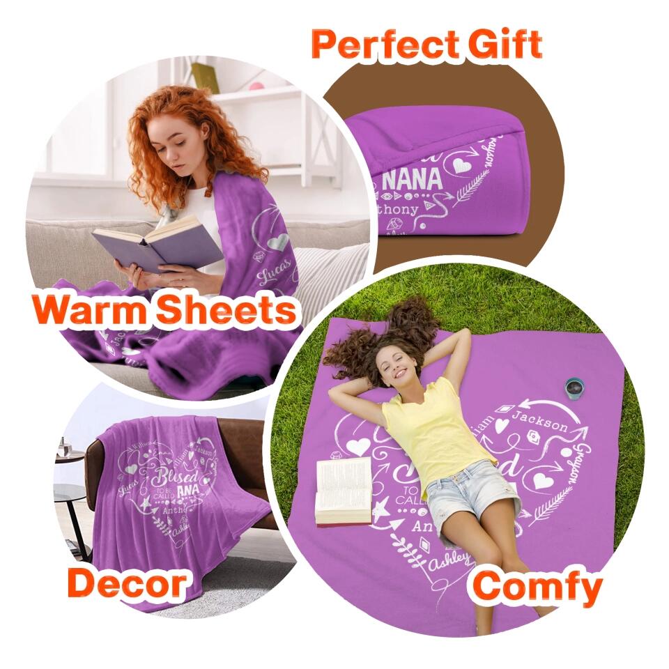 Personalized Blessed To Be Called Grandma Gigi Mommy Aunt Your Own Title  Kid Name Quilt Blanket Printed QTDT2912