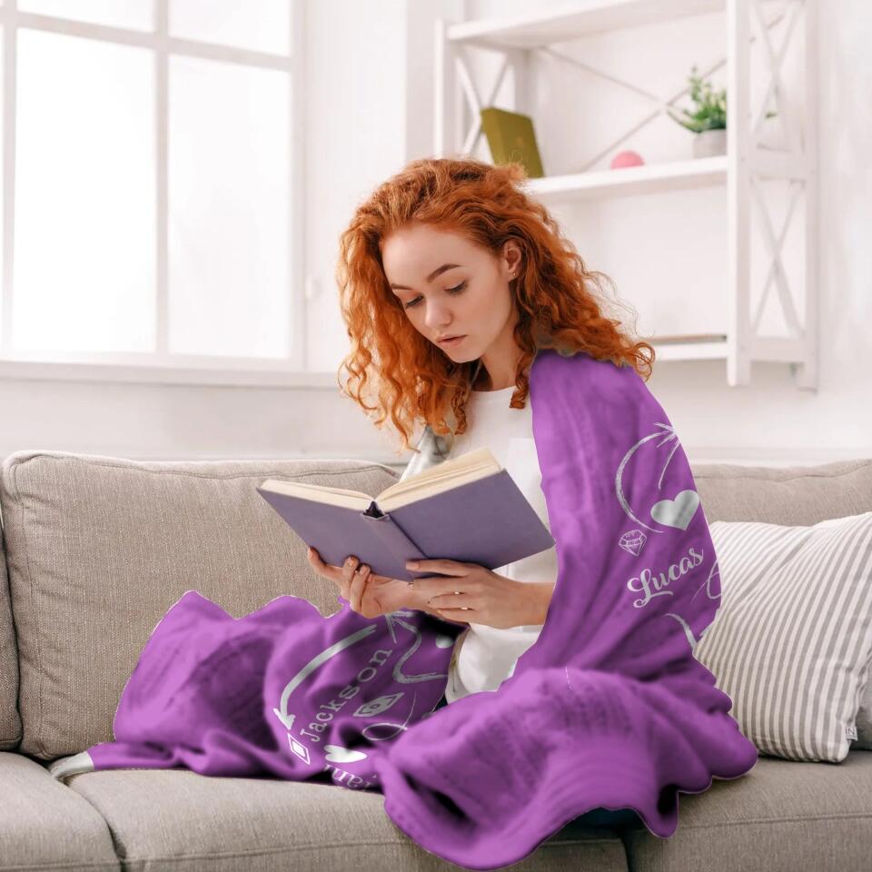 Personalized Blessed To Be Called Grandma Gigi Mommy Aunt Your Own Title  Kid Name Quilt Blanket Printed QTDT2912