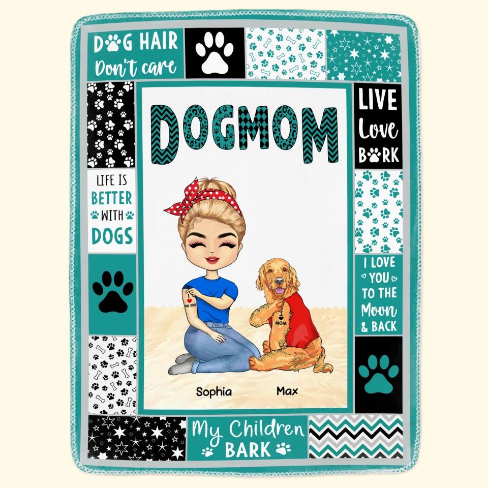 Personalized Dog Mom Quilt Blanket Printed PNHQ2912