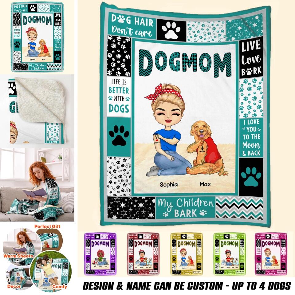 Personalized Dog Mom Quilt Blanket Printed PNHQ2912