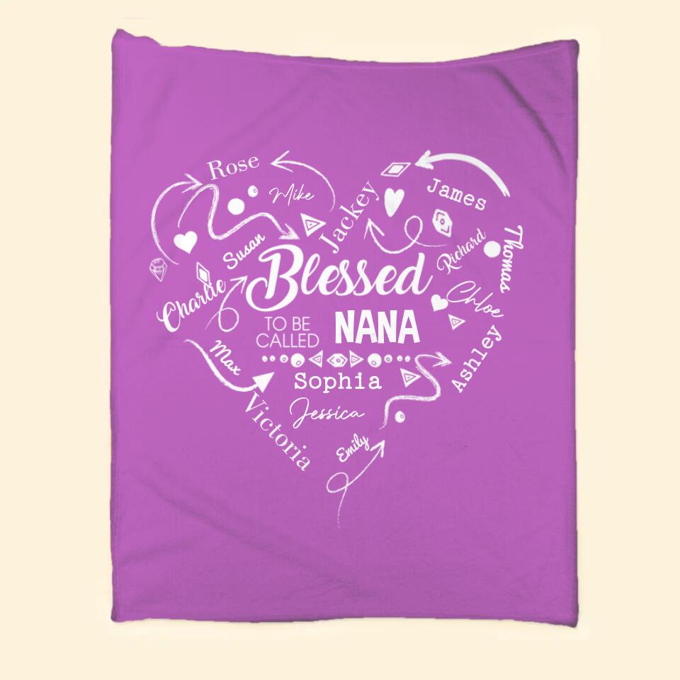 Personalized Blessed To Be Called Grandma Gigi Mommy Aunt Your Own Title  Kid Name Quilt Blanket Printed QTDT2912