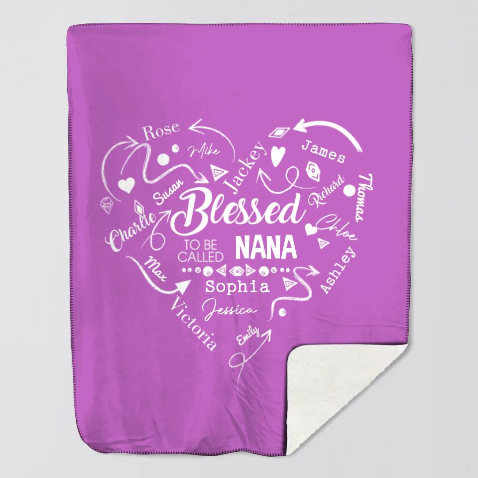 Personalized Blessed To Be Called Grandma Gigi Mommy Aunt Your Own Title  Kid Name Quilt Blanket Printed QTDT2912