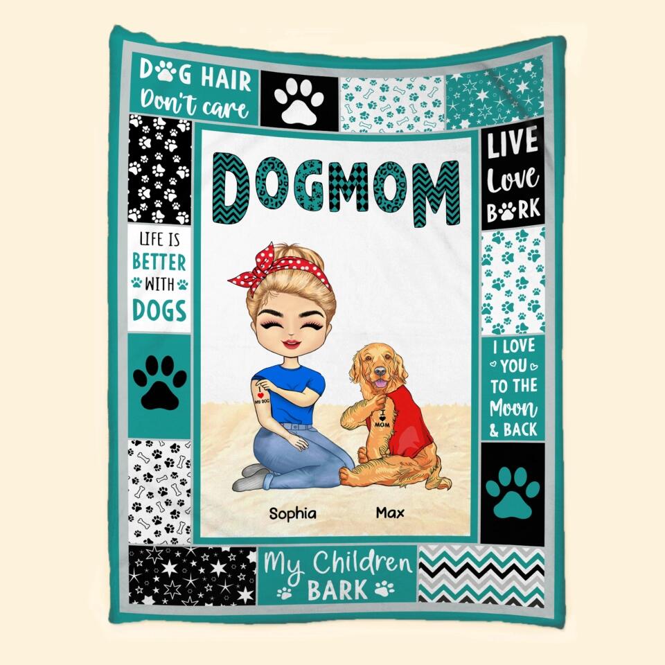 Personalized Dog Mom Quilt Blanket Printed PNHQ2912