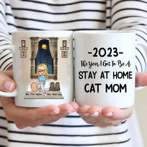 Personalized 2023 The Year I Got To Be A Stay At Home Cat Mom White Mug Printed PNHY2912