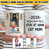 Personalized 2023 The Year I Got To Be A Stay At Home Cat Mom White Mug Printed PNHY2912