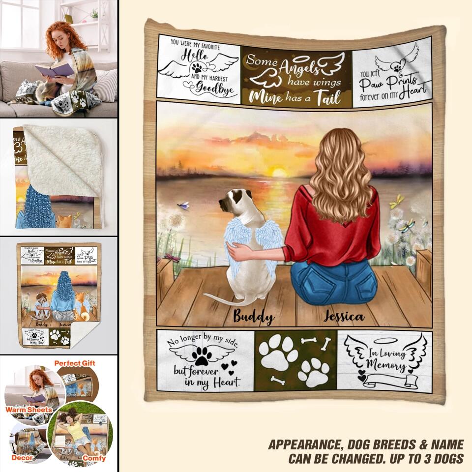 Personalized Dog Mom You Were My Favorite Hello And My Hardest Goodbye Some Angels Have Wings Mine Has A Tail Quilt Blanket Printed PNDT2912