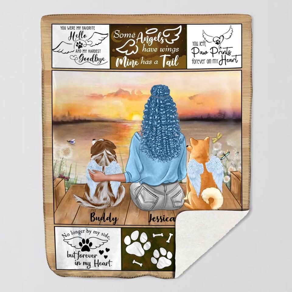 Personalized Dog Mom You Were My Favorite Hello And My Hardest Goodbye Some Angels Have Wings Mine Has A Tail Quilt Blanket Printed PNDT2912