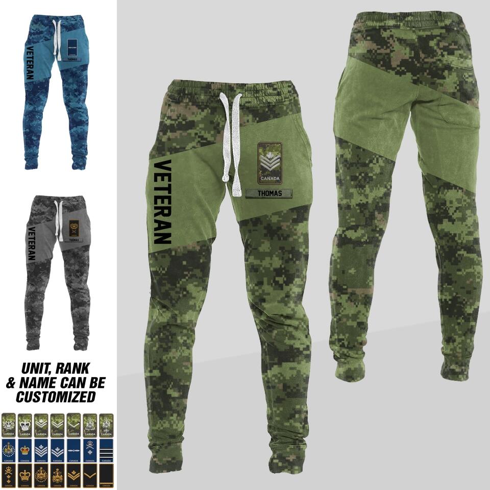 Personalized Canadian veteran/soldier 3D Sweatpants printed QTDT3012