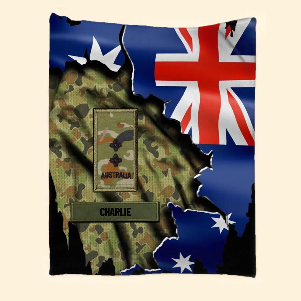 Personalized Australian veterans/soldier Flag Quilt Blanket Printed QTHQ3012