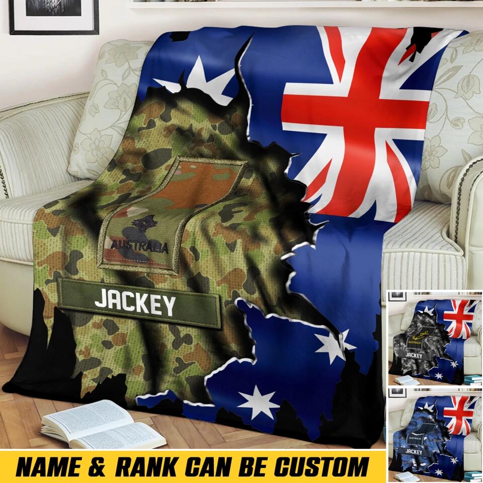 Personalized Australian veterans/soldier Flag Quilt Blanket Printed QTHQ3012