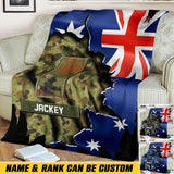 Personalized Australian veterans/soldier Flag Quilt Blanket Printed QTHQ3012