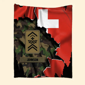 Personalized Swiss veterans/soldier Flag Quilt Blanket Printed QTHQ3012