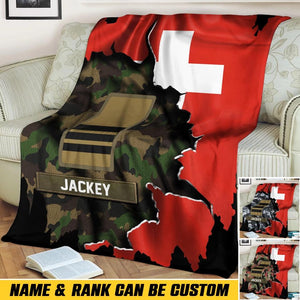 Personalized Swiss veterans/soldier Flag Quilt Blanket Printed QTHQ3012
