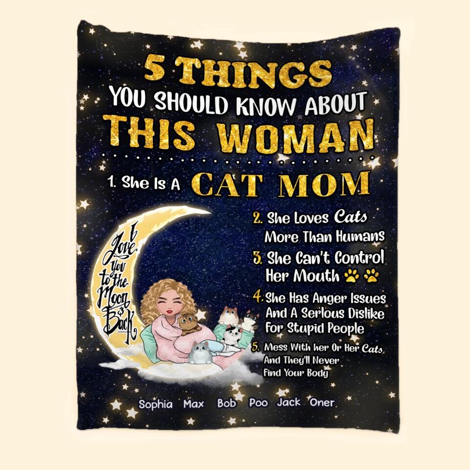 Personalized Cat Mom Quilt Blanket Printed Gift For Cat Lover PNHQ3012