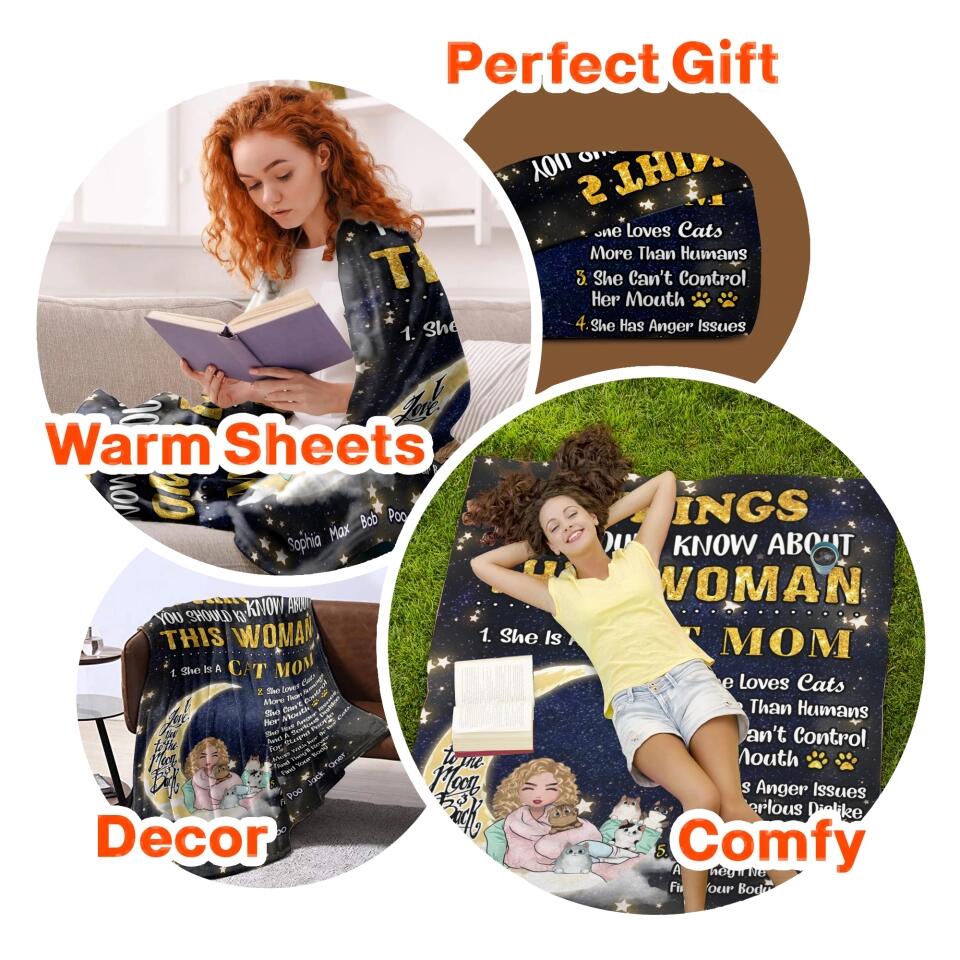Personalized Cat Mom Quilt Blanket Printed Gift For Cat Lover PNHQ3012