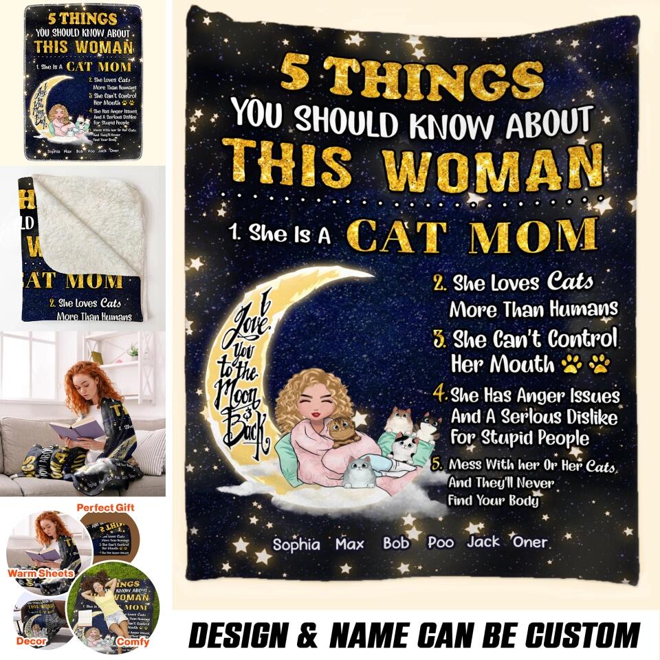 Personalized Cat Mom Quilt Blanket Printed Gift For Cat Lover PNHQ3012