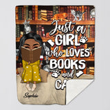 Personalized Just A Girl Who Loves Books And Cats Quilt Blanket Printed QTHQ3012