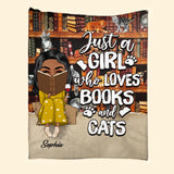 Personalized Just A Girl Who Loves Books And Cats Quilt Blanket Printed QTHQ3012
