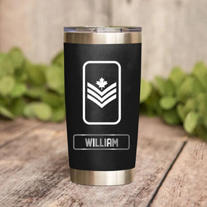 Personalized Canadian Veteran/Soldier Rank Camo Tumbler Printed 22DEC-DT30