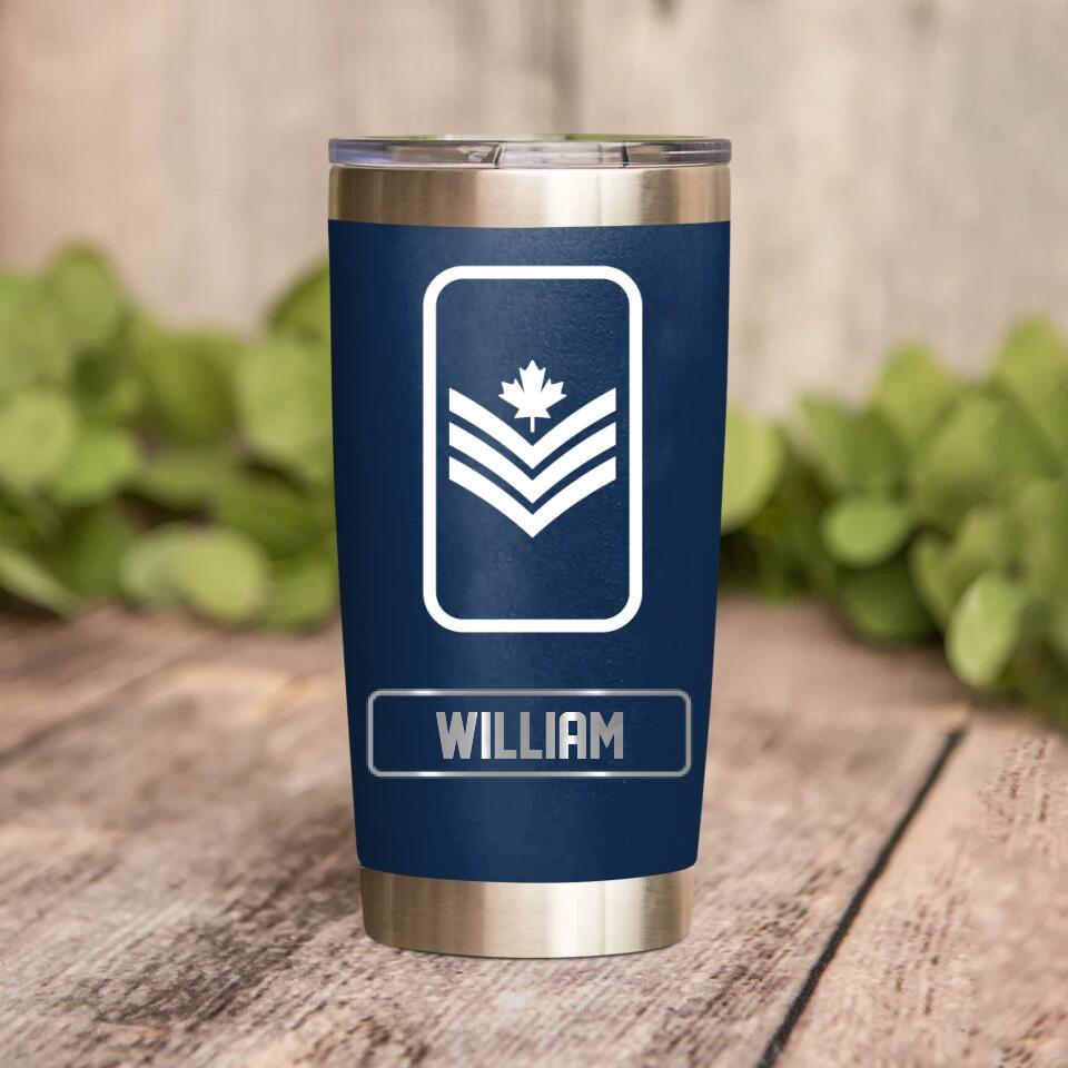 Personalized Canadian Veteran/Soldier Rank Camo Tumbler Printed 22DEC-DT30