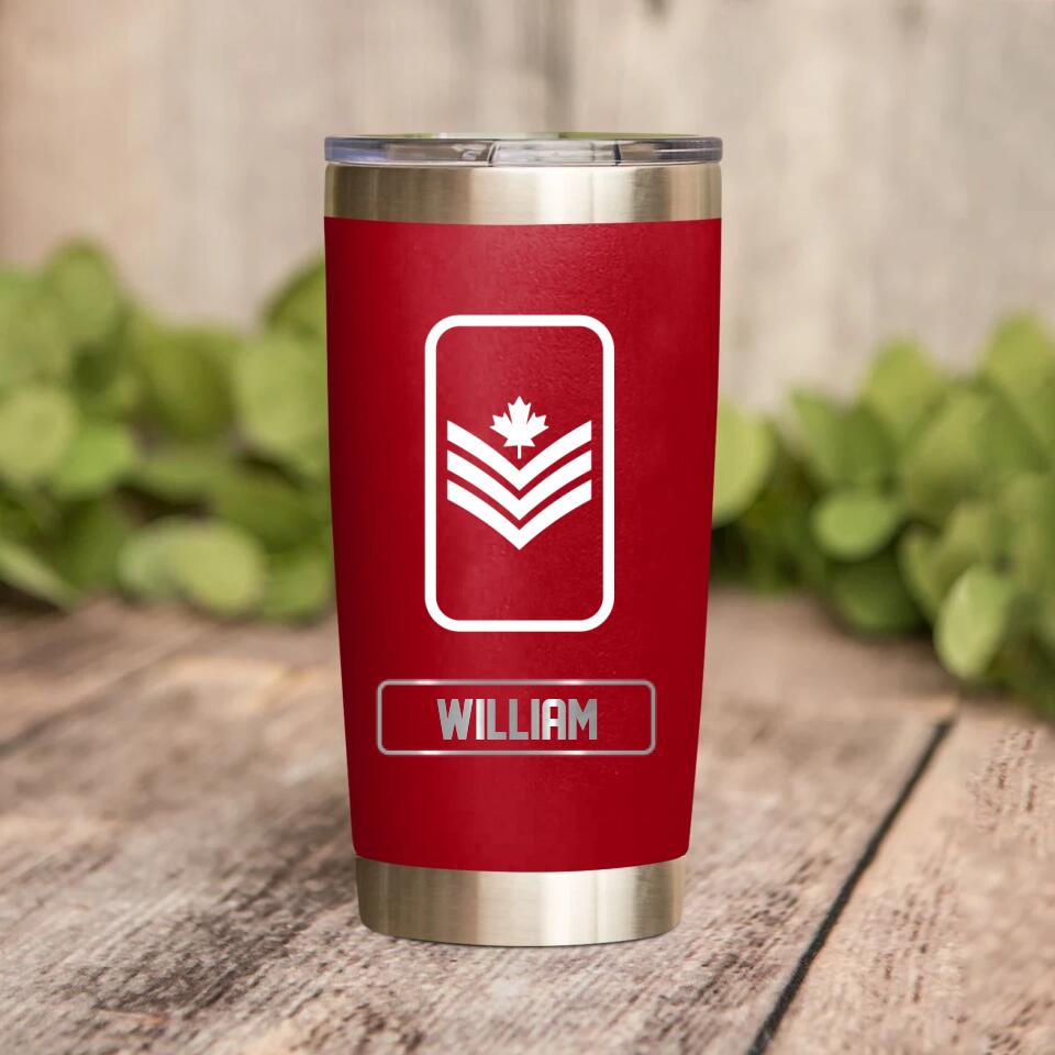 Personalized Canadian Veteran/Soldier Rank Camo Tumbler Printed 22DEC-DT30