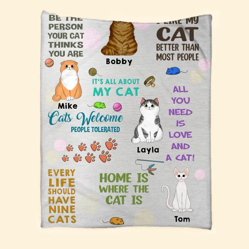 Personalized I Like My Cat Better Than Most People Cats Welcome Quilt Blanket Printed PNDT0301